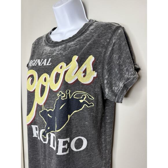 Coors Womens Rodeo Bull Tee S Gray Recycled Karma Western Punchy Cowgirl Boho - Picture 2 of 11